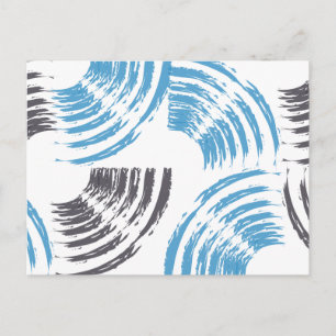 Modern, cool, trendy blue abstract brush strokes briefkaart