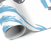 Modern, cool, trendy blue abstract brush strokes cadeaupapier (Rol Hoek)