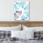 Modern, cool, trendy blue abstract brush strokes canvas afdruk (Insitu (Slaapkamer))