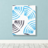 Modern, cool, trendy blue abstract brush strokes canvas afdruk (Insitu (Houten vloer))