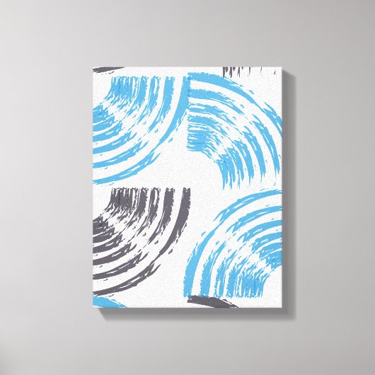 Modern, cool, trendy blue abstract brush strokes canvas afdruk (Voorkant)