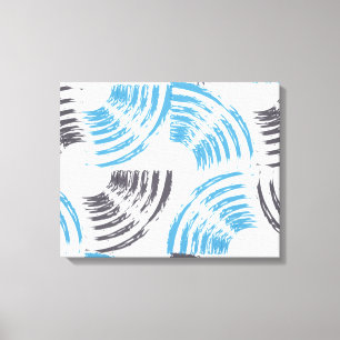 Modern, cool, trendy blue abstract brush strokes canvas afdruk
