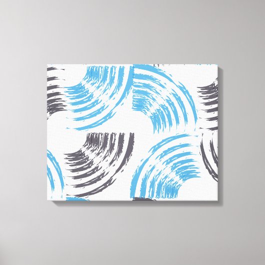 Modern, cool, trendy blue abstract brush strokes canvas afdruk (Voorkant)