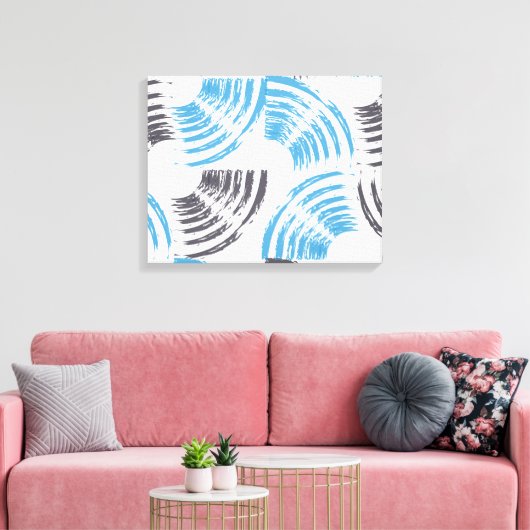 Modern, cool, trendy blue abstract brush strokes canvas afdruk (Insitu (Woonkamer))
