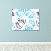 Modern, cool, trendy blue abstract brush strokes canvas afdruk (Insitu (Houten vloer))