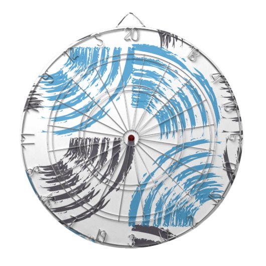 Modern, cool, trendy blue abstract brush strokes dartbord (Voorkant)