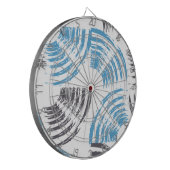 Modern, cool, trendy blue abstract brush strokes dartbord (Voorkant Links)