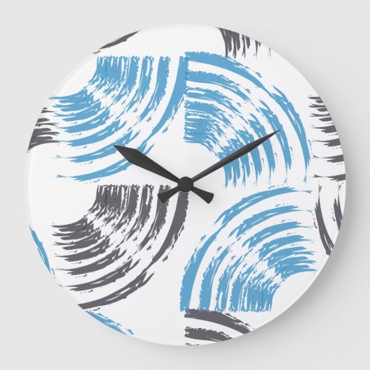 Modern, cool, trendy blue abstract brush strokes grote klok (Voorkant)