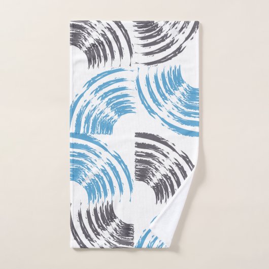 Modern, cool, trendy blue abstract brush strokes handdoek (Handdoek)