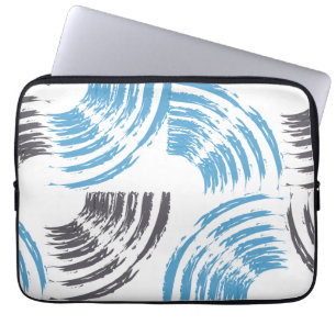 Modern, cool, trendy blue abstract brush strokes laptop sleeve