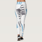 Modern, cool, trendy blue abstract brush strokes leggings (Achterkant)