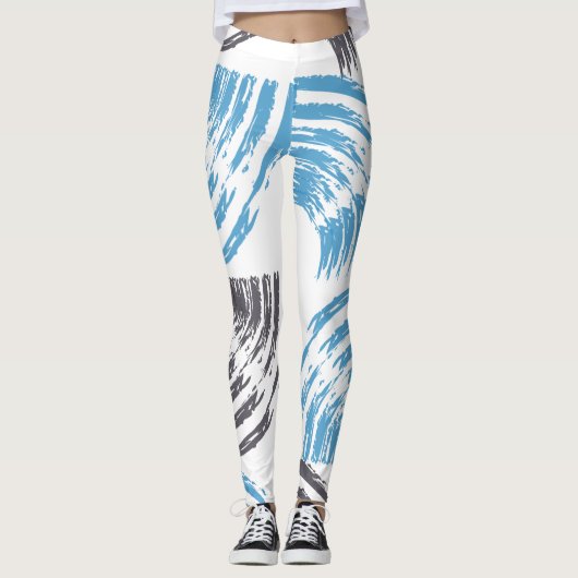 Modern, cool, trendy blue abstract brush strokes leggings (Voorkant)