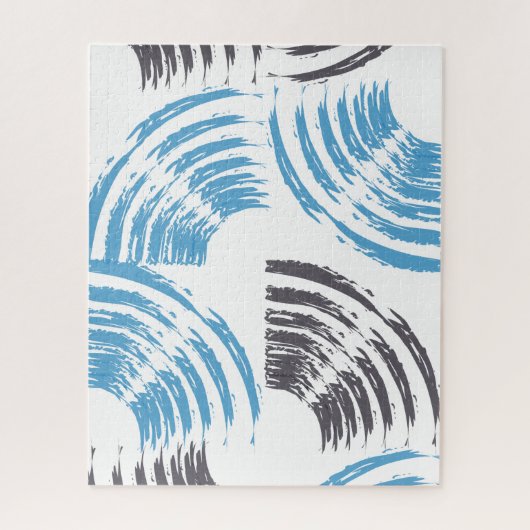Modern, cool, trendy blue abstract brush strokes legpuzzel (Verticaal)