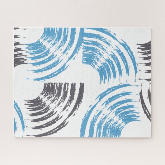 Modern, cool, trendy blue abstract brush strokes legpuzzel (Horizontaal)