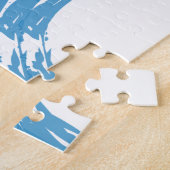 Modern, cool, trendy blue abstract brush strokes legpuzzel (Zijkant)