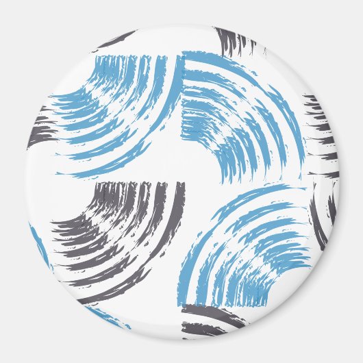 Modern, cool, trendy blue abstract brush strokes magneet (Voorkant)