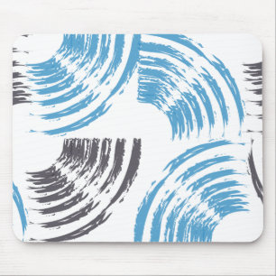 Modern, cool, trendy blue abstract brush strokes muismat