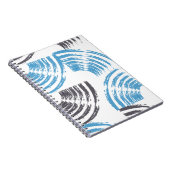 Modern, cool, trendy blue abstract brush strokes notitieboek (Rechterzijde)