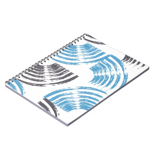 Modern, cool, trendy blue abstract brush strokes notitieboek (Linkerzijde)