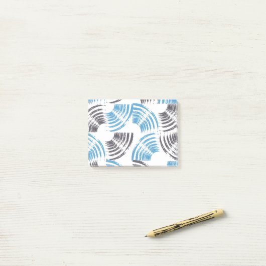 Modern, cool, trendy blue abstract brush strokes post-it® notes (Op bureau)
