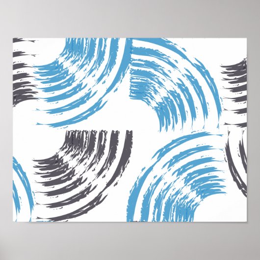 Modern, cool, trendy blue abstract brush strokes poster (Voorkant)