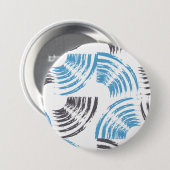 Modern, cool, trendy blue abstract brush strokes ronde button 7,6 cm (Voorkant /achterkant)