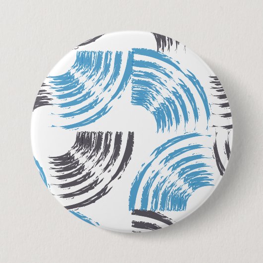 Modern, cool, trendy blue abstract brush strokes ronde button 7,6 cm (Voorkant)