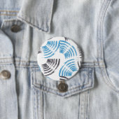 Modern, cool, trendy blue abstract brush strokes ronde button 7,6 cm (In situ)