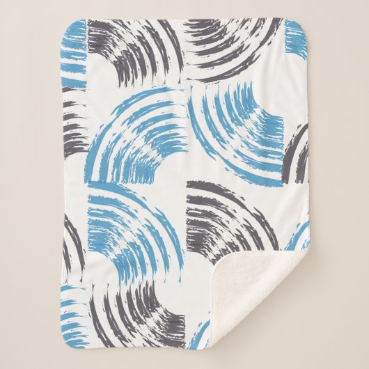 Modern, cool, trendy blue abstract brush strokes sherpa deken (Voorkant)