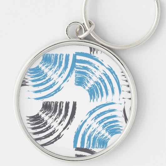 Modern, cool, trendy blue abstract brush strokes sleutelhanger (Voorkant)