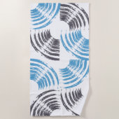 Modern, cool, trendy blue abstract brush strokes strandlaken (Voorkant)