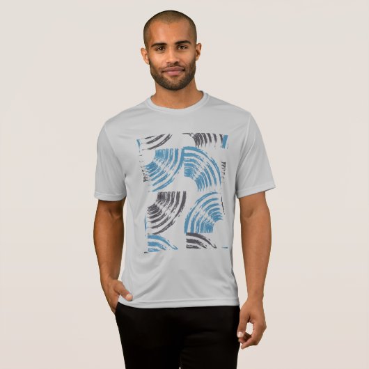 Modern, cool, trendy blue abstract brush strokes t-shirt (Voorkant volledig)