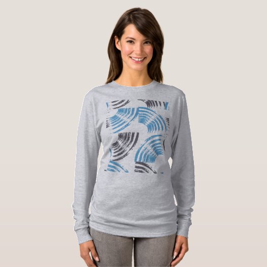 Modern, cool, trendy blue abstract brush strokes t-shirt (Voorkant volledig)