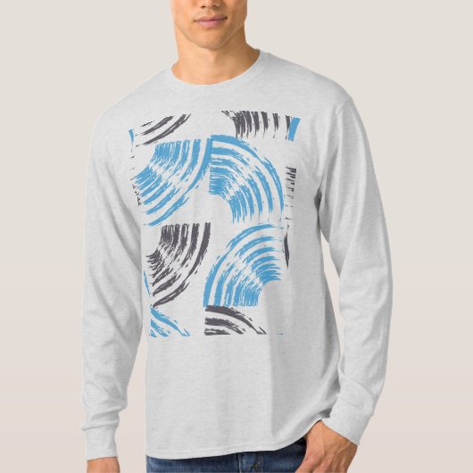 Modern, cool, trendy blue abstract brush strokes t-shirt (Voorkant)