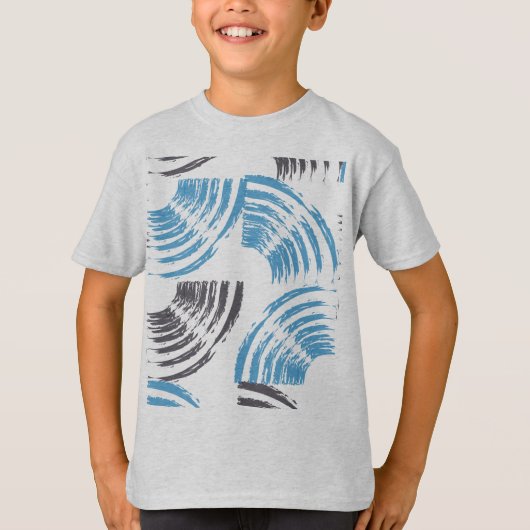 Modern, cool, trendy blue abstract brush strokes t-shirt (Voorkant)