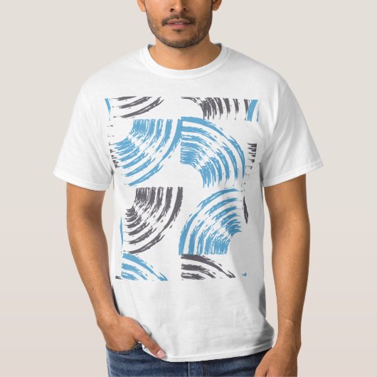 Modern, cool, trendy blue abstract brush strokes t-shirt (Voorkant)