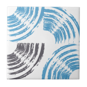 Modern, cool, trendy blue abstract brush strokes tegeltje