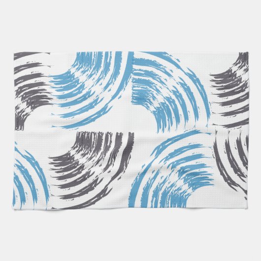 Modern, cool, trendy blue abstract brush strokes theedoek (Horizontaal)
