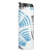 Modern, cool, trendy blue abstract brush strokes thermosbeker (Geroteerd rechts)