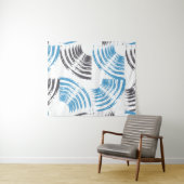 Modern, cool, trendy blue abstract brush strokes wandkleed (In Situ (horizontaal))