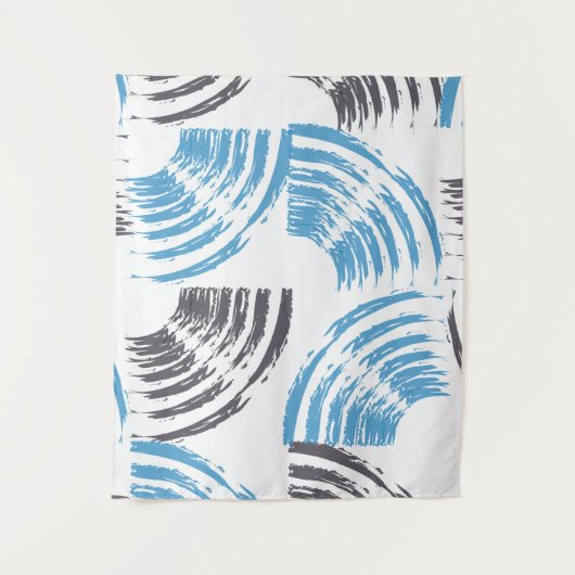 Modern, cool, trendy blue abstract brush strokes wandkleed (Voorkant)