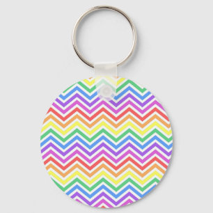Modern, cool, trendy kleurrijke regenboog chevron sleutelhanger