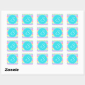 Modern, cool, trendy regenboog chevron monogram vierkante sticker (Vel)
