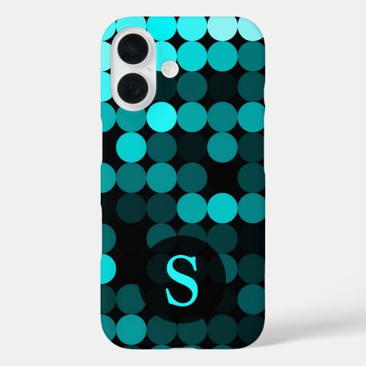 Modern Cool Unieke Turquoise Stippen Patroon Monog Case-Mate iPhone Case (Achterkant)
