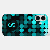Modern Cool Unieke Turquoise Stippen Patroon Monog Case-Mate iPhone Case (Achterkant (horizontaal))