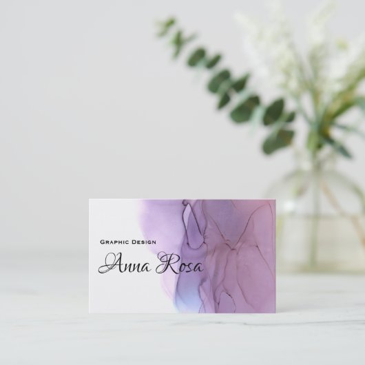 *~* Modern Cool Waterverf Magenta Lavender Blue Visitekaartje (Staand voorkant)