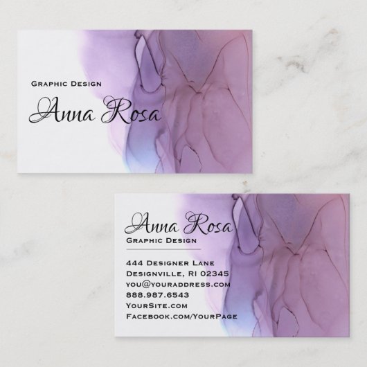 *~* Modern Cool Waterverf Magenta Lavender Blue Visitekaartje (Voorkant / Achterkant)