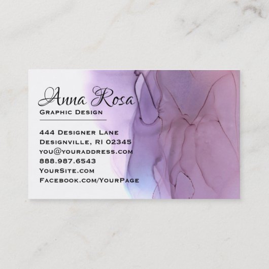 *~* Modern Cool Waterverf Magenta Lavender Blue Visitekaartje (Achterkant)