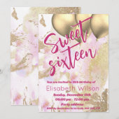 Modern cool waterverf roze goudzoet 16 kaart (Voorkant / Achterkant)