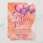 Modern cool waterverf roze sinaasappel zoet 16 kaart (Voorkant / Achterkant)